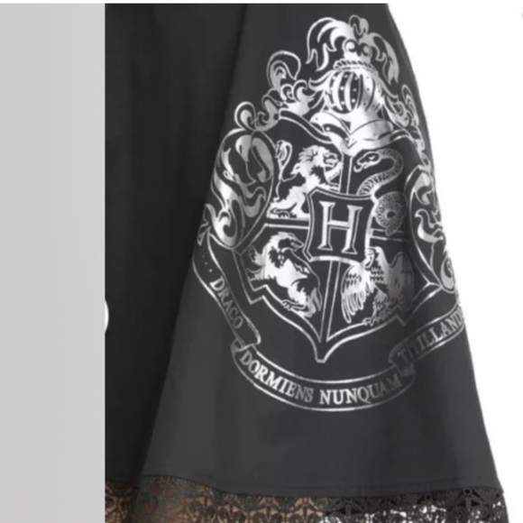 NEW Harry Potter Collared Lace Up Back Mini Dress in Black Size Medium - Picture 11 of 12